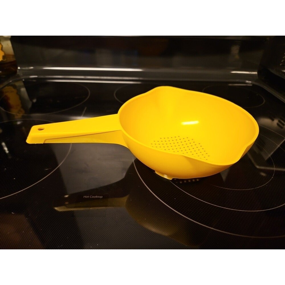Vintage Yellow Tupperware Small 1 Quart Colander Strainer #1200